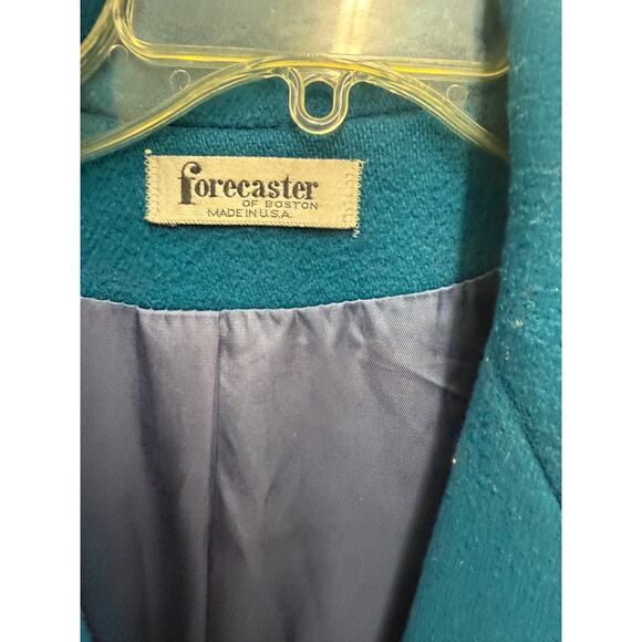 VTG Forecaster of BOSTON Women's SZ 8 Wool Teal Boot Length Coat Union USA Made - Picture 5 of 6